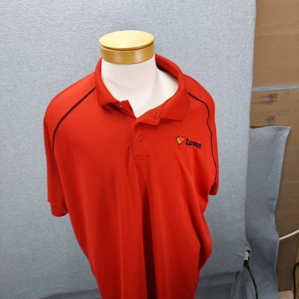Loves‎ Mens Employee Polo Uniform Shirt Size 3XL Red Embroidered Gas Station